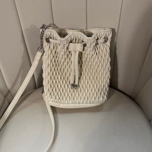 Cream Woven Bucket Crossbody Bag - Women